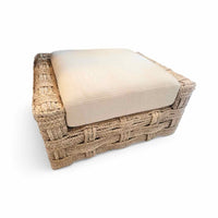 French Woven Rope Ottoman w/ Cushion