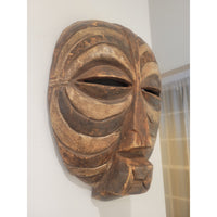 Round Carved Wood Luba Mask