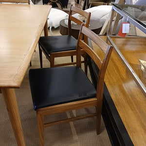 SET of 6 Mid-Century Sculptural Teak & Leather Dining Chairs by Meredew