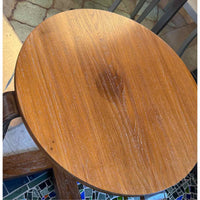 Round Dark Wood X Base Side Table
