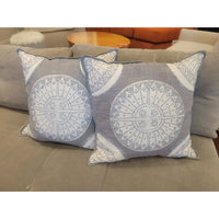 PAIR of Gray & White Embroidered Pillows by S&L - AS IS