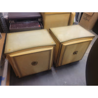 PAIR of Custom 1960s Pine Nightstands w/ Brass Pulls - colletteconsignment.com