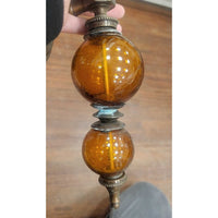 Antique Etched Amber Glass & Bronze Candle Stick Sconce (AS IS)
