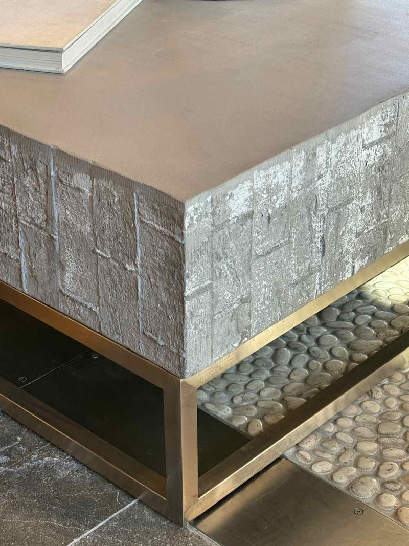 'Constantine' Collection Concrete and Chrome Coffee Table by Four Hands