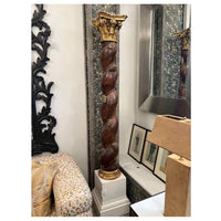 Pair of Baroque Giltwood and Twisted Walnut Columns