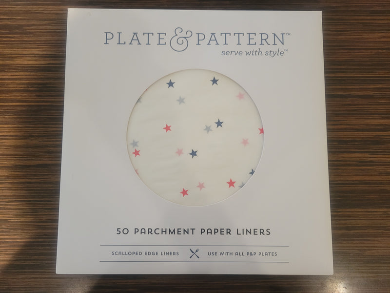 SET of 50 Scalloped Edge Star Print Parchment Paper Liners