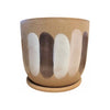 Large Matte Tan Ceramic Pot w/ Drainage Plate