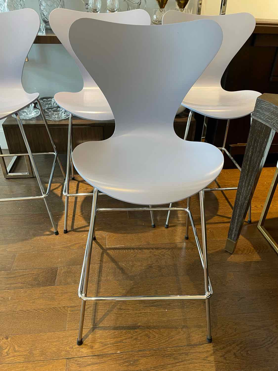 PAIR of Lavender Counter Stools by Fritz Hansen