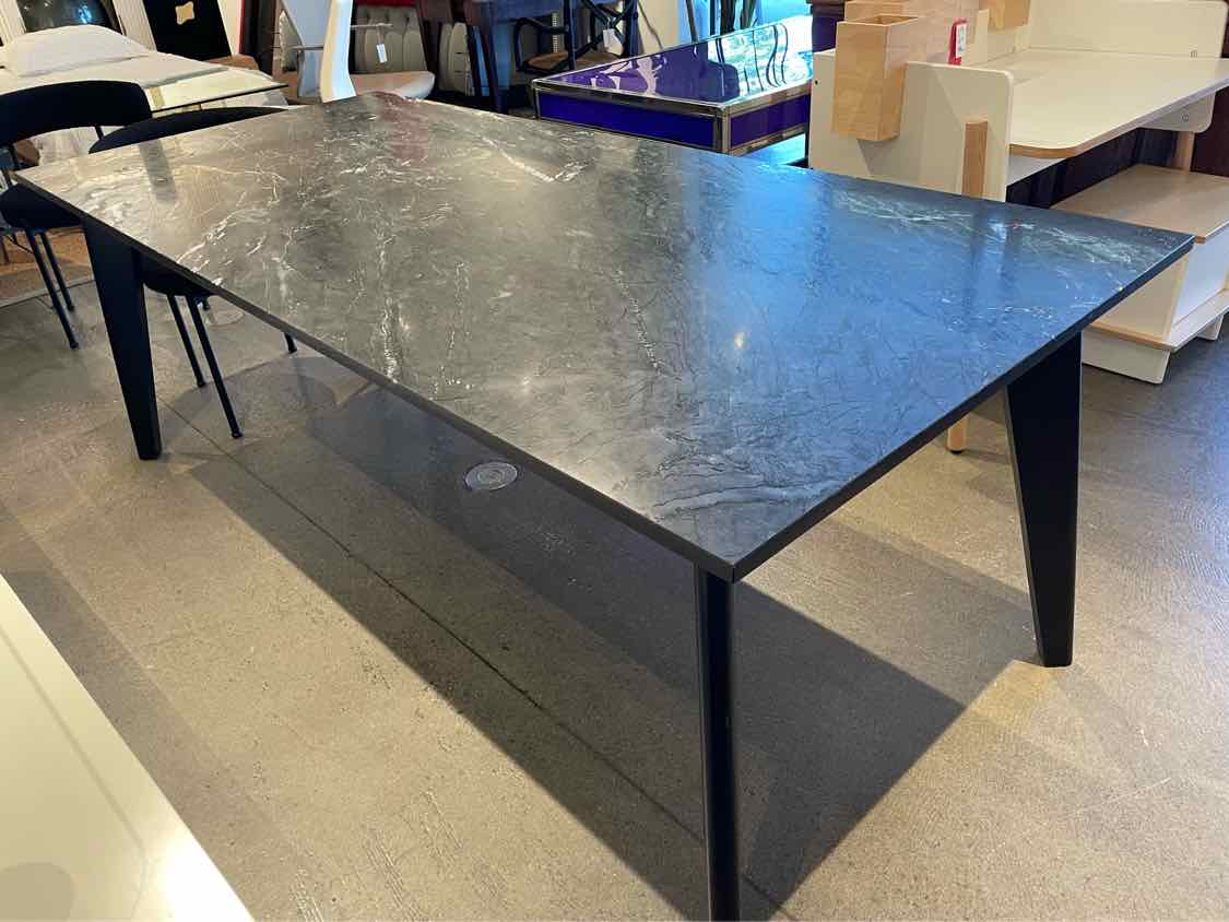 Rectangular Black Marble Top Metal Dining Table (AS IS)