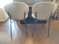 SET of 4 Ines Gray Velvet Side Chairs w/ Black Metal Legs by Calligaris (AS IS)