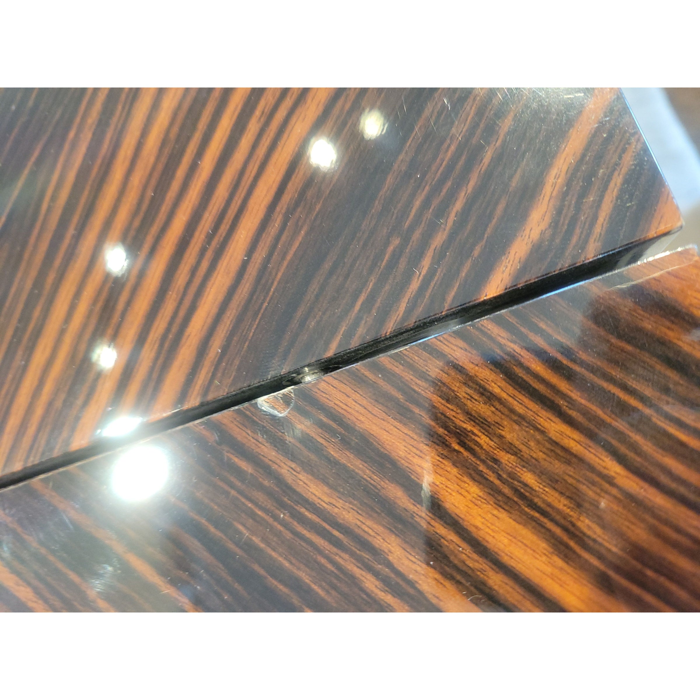Rosetta Macassar Ebony Extension Dining Table on Maple & Bronze Base by Evanson - colletteconsignment.com