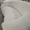 75" Curved Sofa in Italian White Boucle w/ Driftwood Ash Base