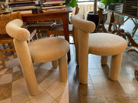 Set of 6 Cream Boucle Dining Chairs