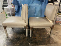 SET of 10 Leather & Brass Dining Chairs by Antoine Proulx for Dennis Miller