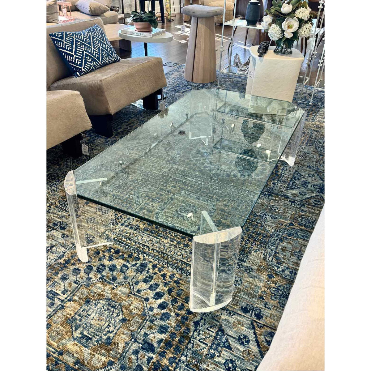 Vintage Lucite & Glass Coffee Table