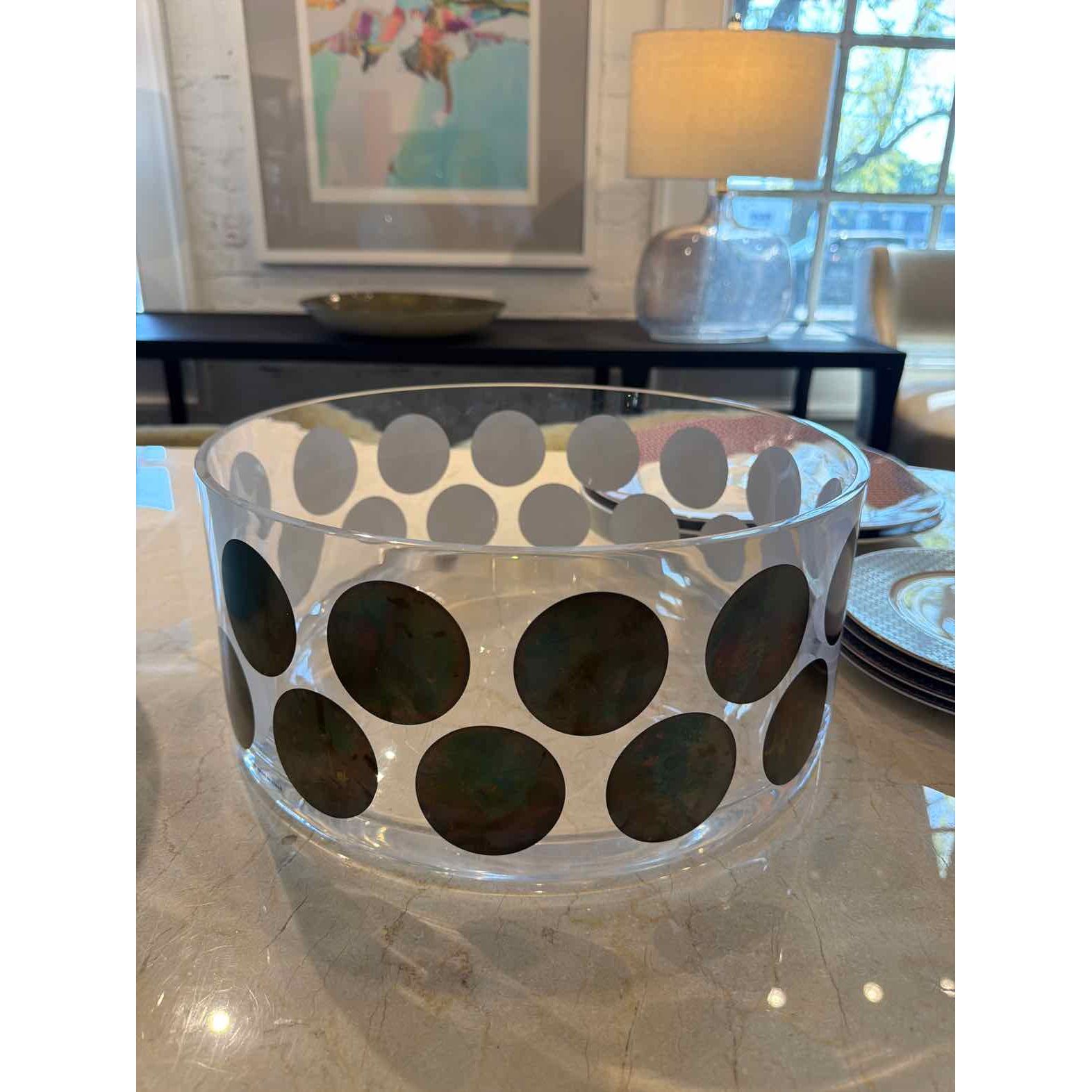 Paola Navone Argento Dots Glass Bowl for Egizia 14"Diam x 6"H - colletteconsignment.com