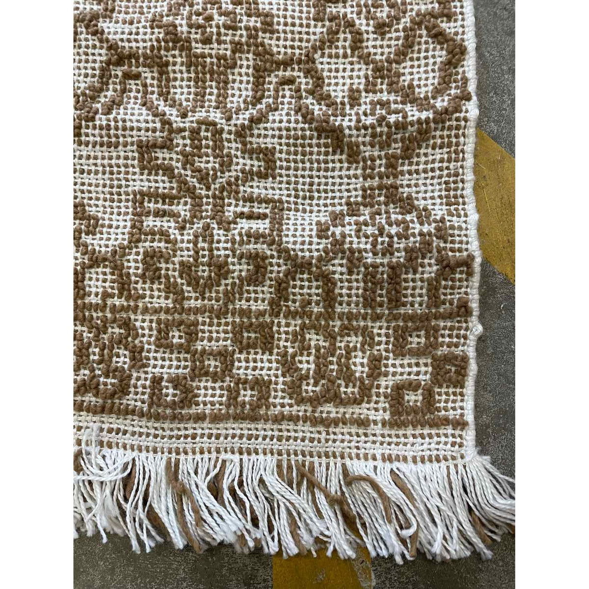 5' x 8.4' Flatweave White & Brown Wool Rug #42