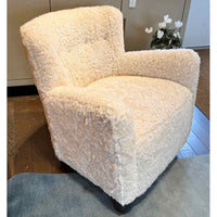 Ivory Shearling Armchair w/ Maple Legs