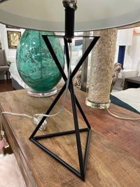 Triangular Black Metal Table Lamp w/ White Shade