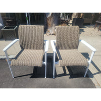SET of 4 Flight Woven Wicker & Aluminum Dining Chairs by Brown Jordan (AS IS)