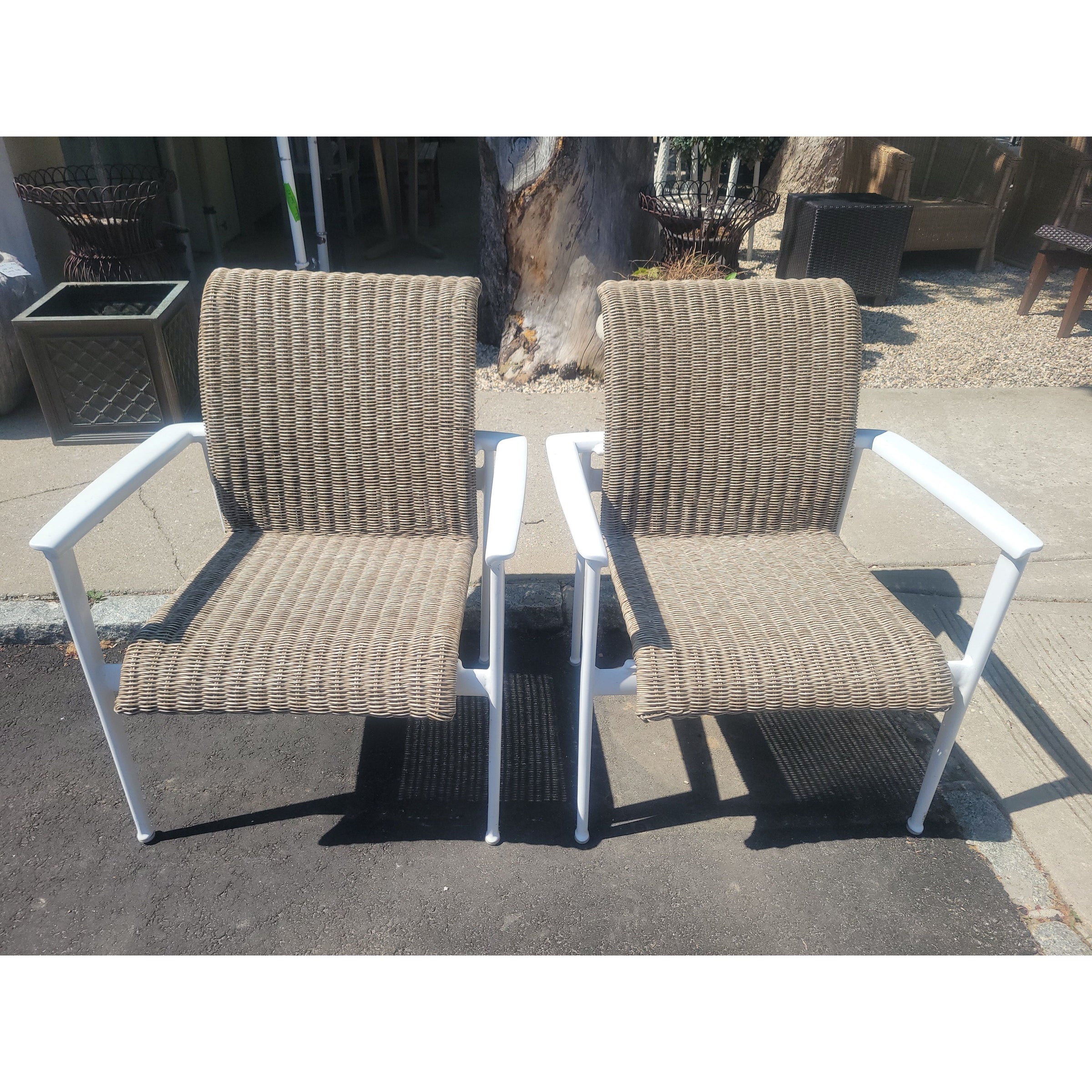 SET of 4 Flight Woven Wicker & Aluminum Dining Chairs by Brown Jordan (AS IS)