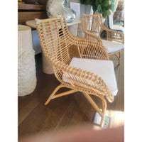 PAIR of Venice Rattan Chairs w/ White Cushions by Serena & Lily