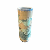 Ceramic Umbrella Stand with/ Tobacco Leaf Pattern 9.5"Diam X 24"H