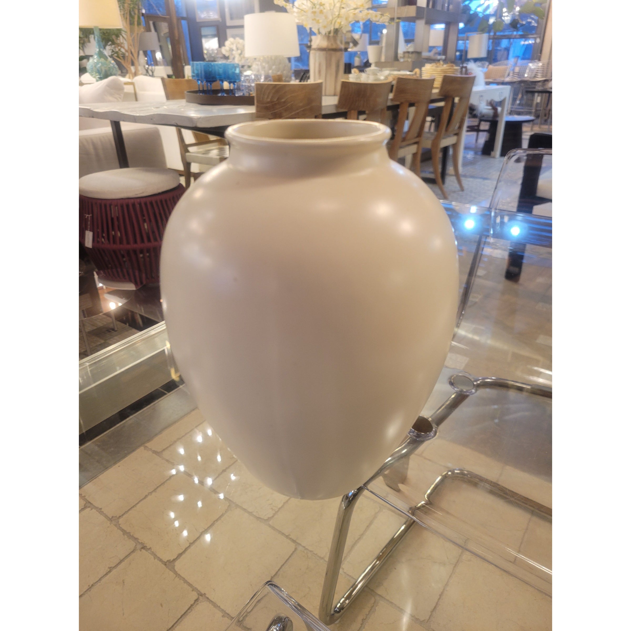 Matte White Ceramic Vase by Catalina - colletteconsignment.com