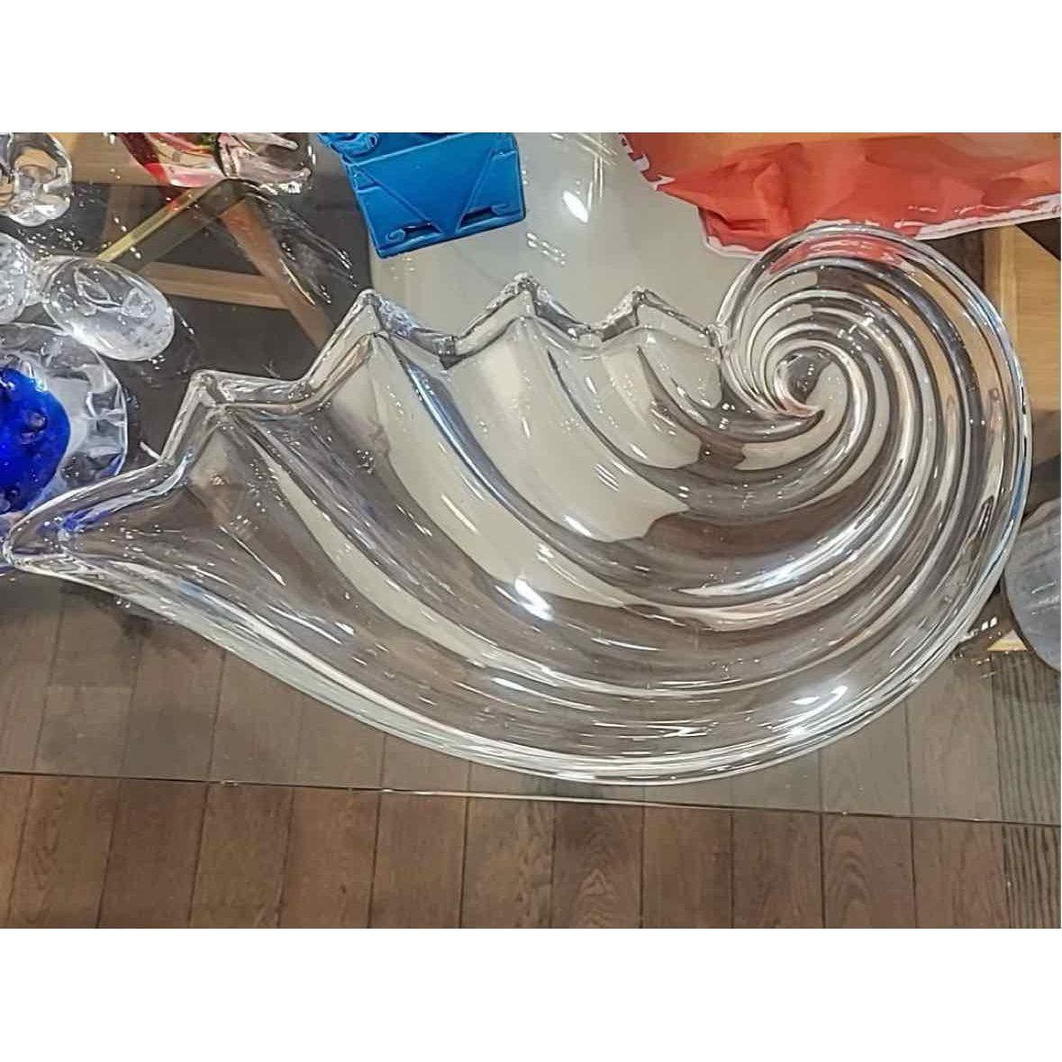 Late 20th Century German Crystal Wave Serving Tray - 19" x 10"