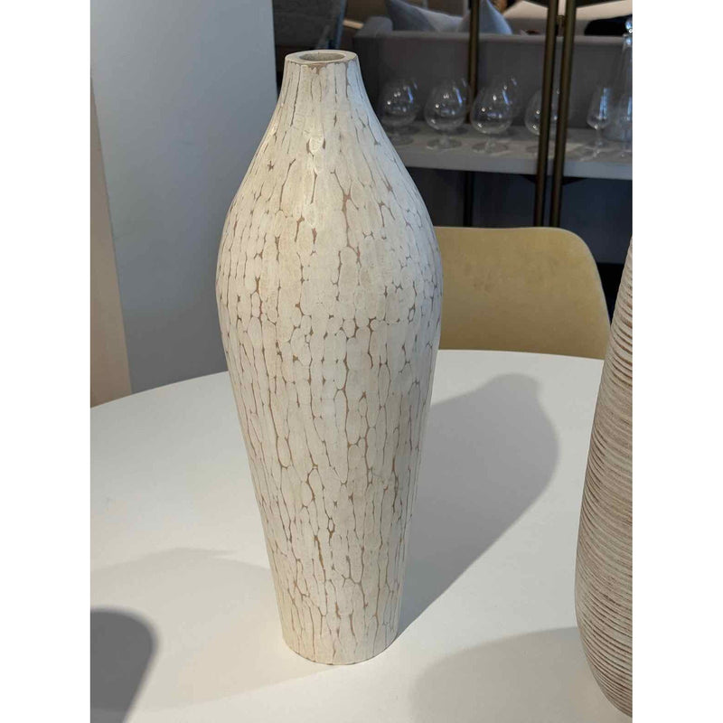 White & Beige Carved Vase