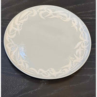 Set of 12 Stoneware Dinner Plates w/ Leaf Border