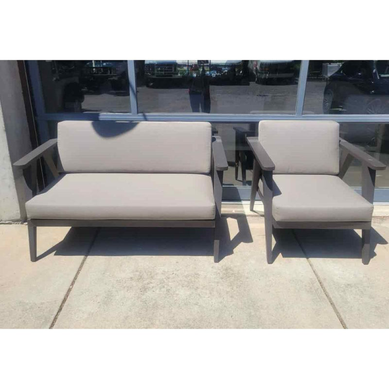 SET of Diamond Dust Metal Outdoor Loveseat & Chair by Walters Outdoor