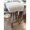 SET of 4 Frederick Weinberg 1950s Iron Bar Stools w/ Custom Shearling Seats