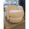 PAIR of White Boucle Swivel Chairs w/ Wood Bases by Mitchell Gold