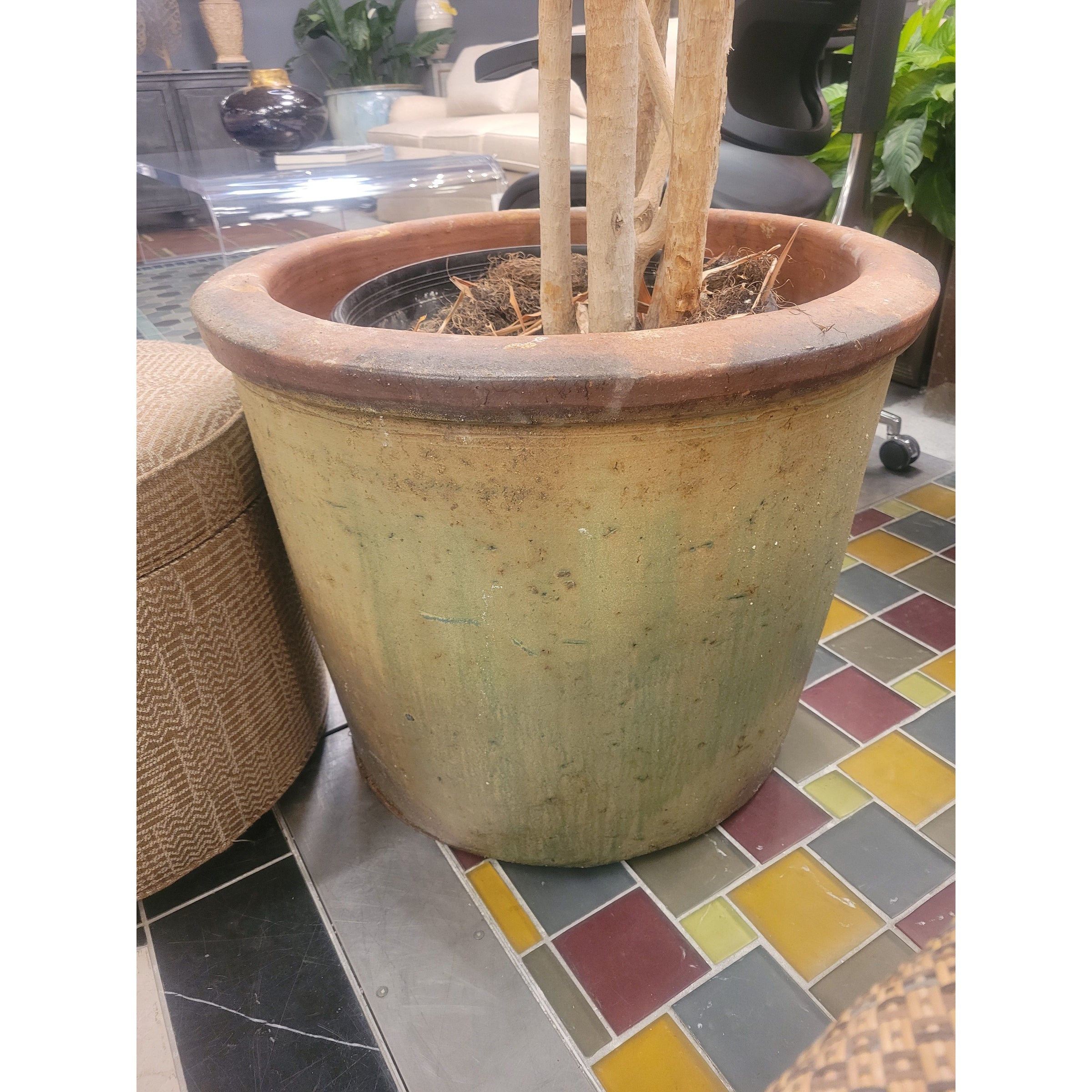 Large Green Clay Planter