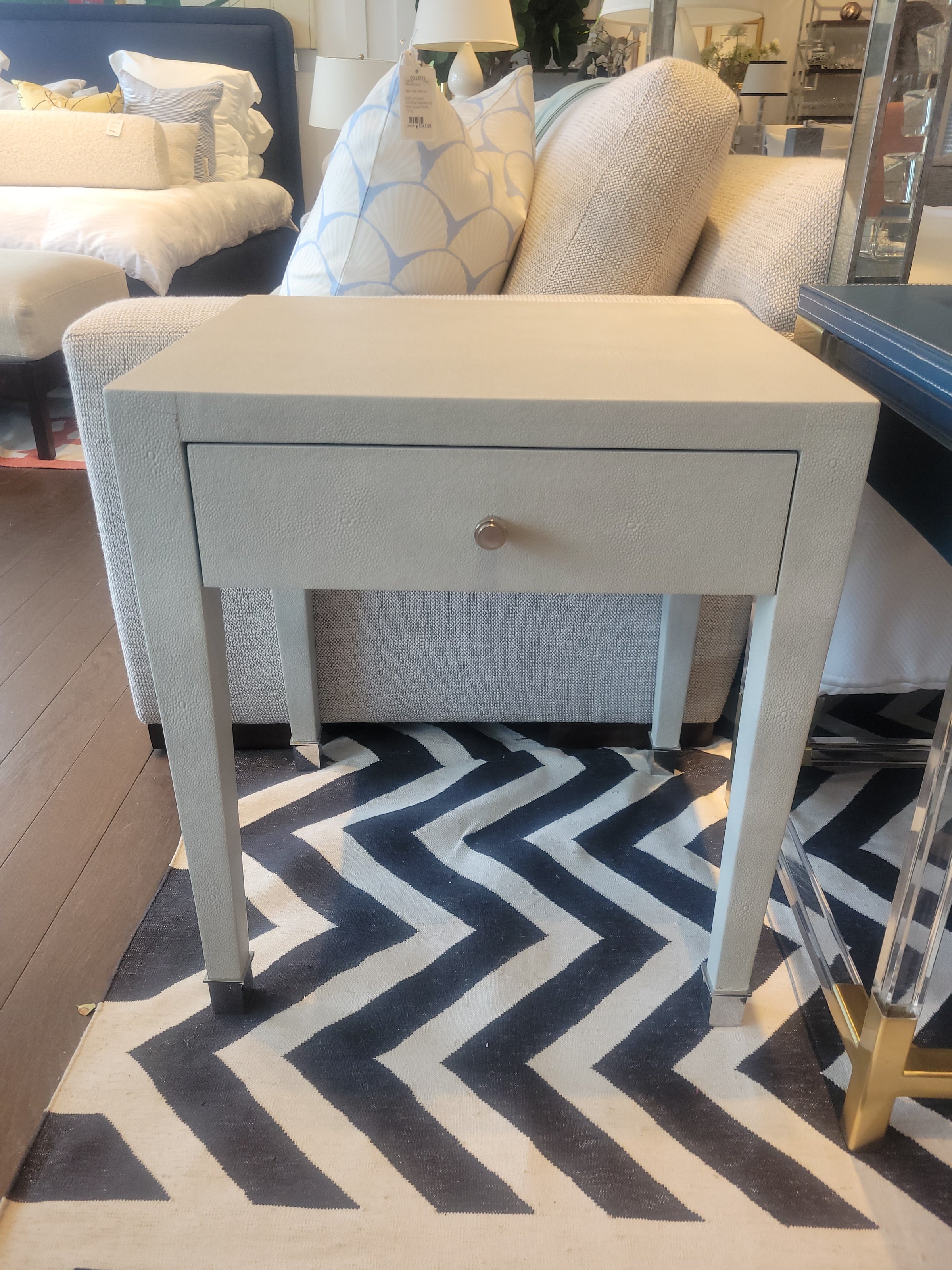 PAIR of Shagreen 1-Drawer Nightstands (AS IS)