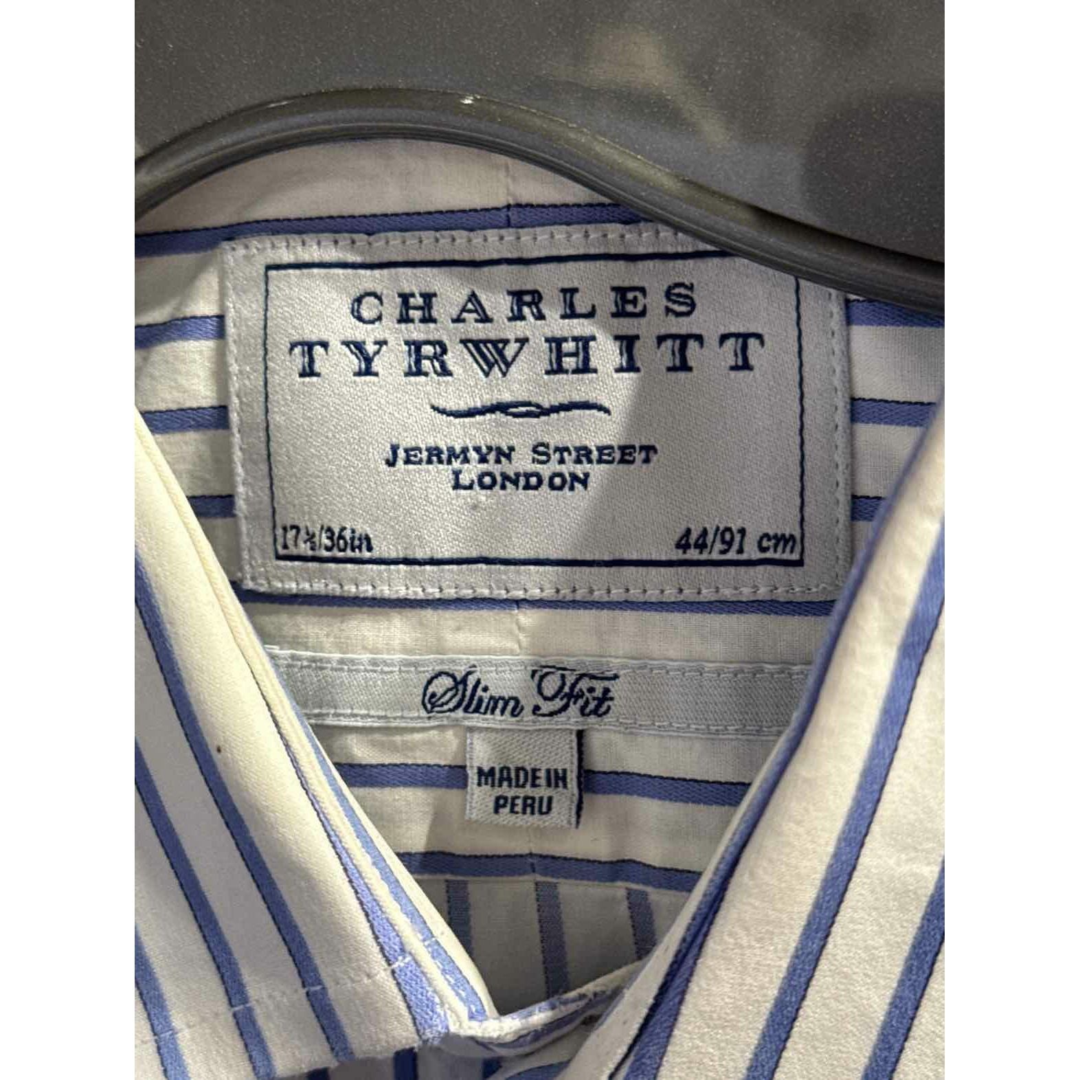 Men's Charles Tyrwhitt Mens Size M White/Blue Shirt - colletteconsignment.com