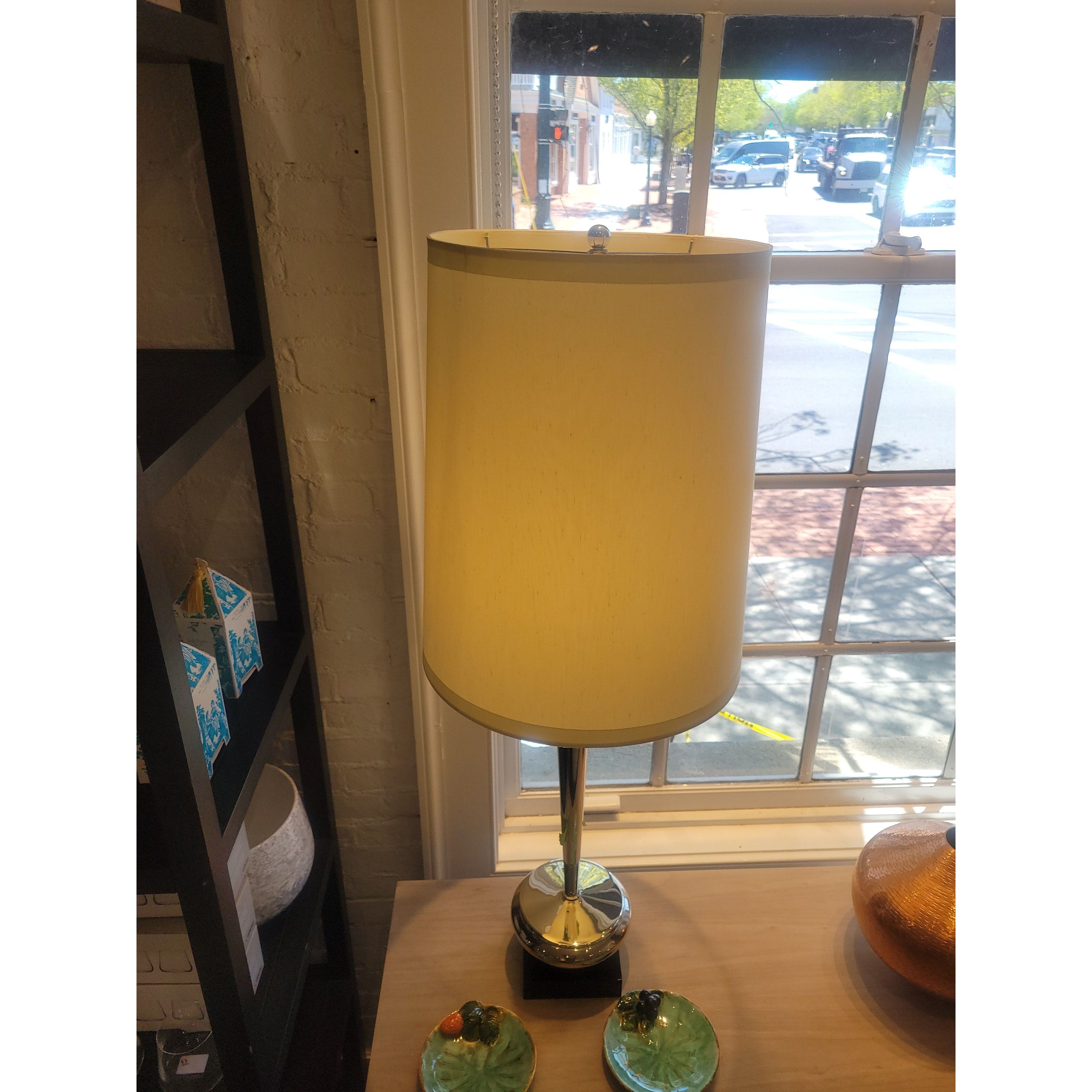 XL Chrome Table Lamp w/ Shade - colletteconsignment.com