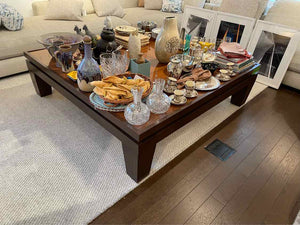 Custom Lacquered Walnut Coffee Table w/ Bamboo Insert (AS IS)