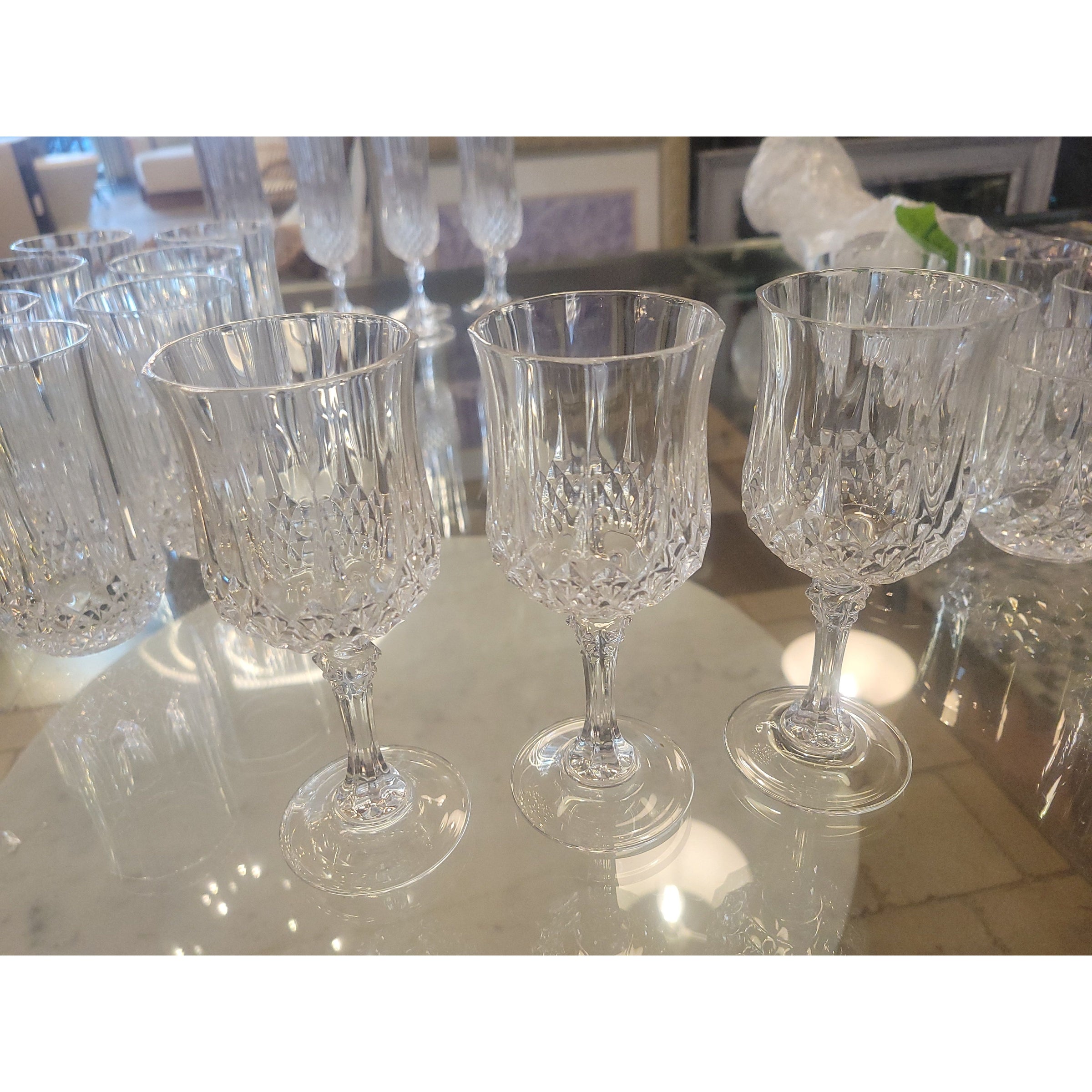 Set of 3 White Wine Glasses by Cristal D'Arques Durand