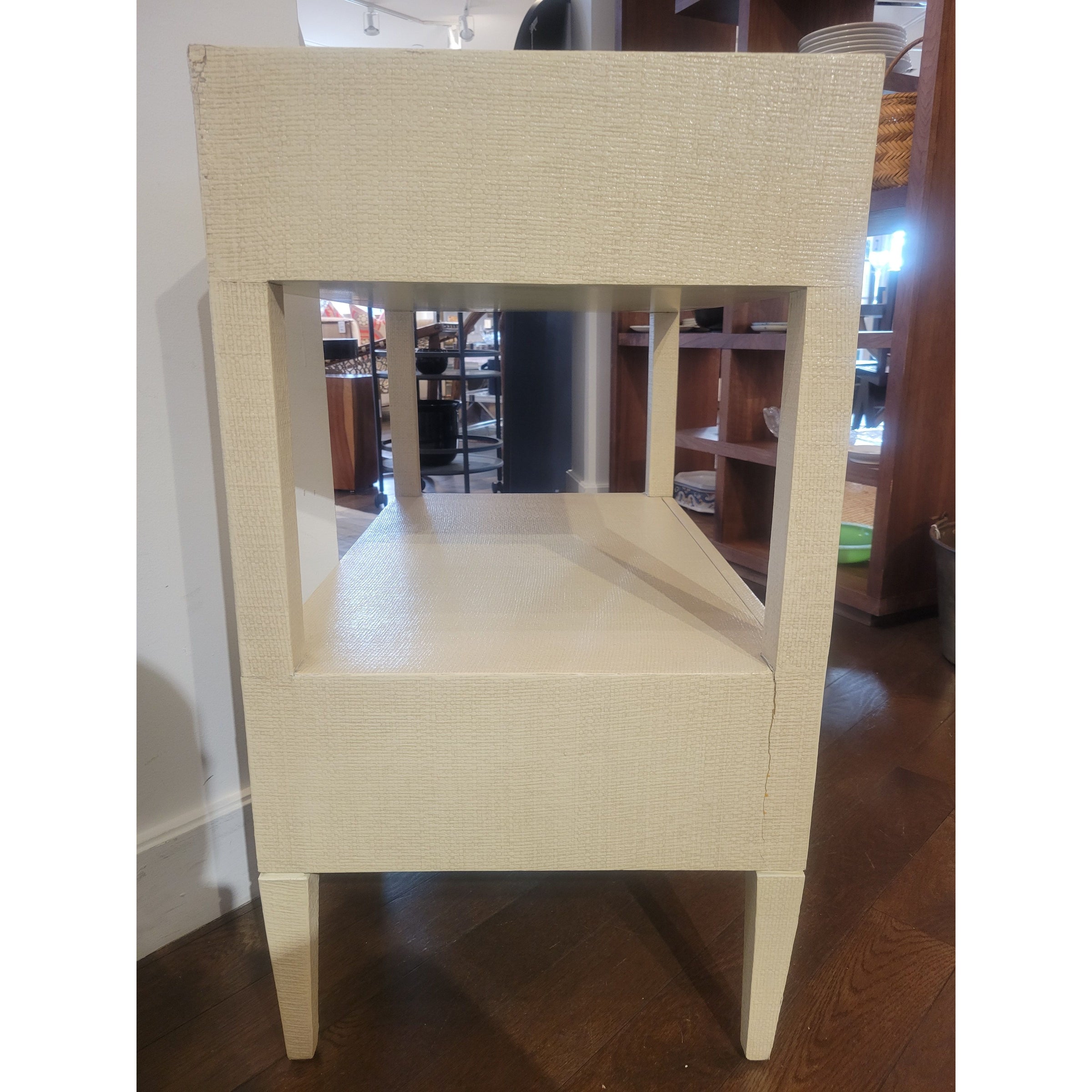 'Conrad' Beige Raffia Double Nightstand Attrib. to Made Goods - AS IS