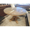 4-ft Round Wood Trestle Dining Table w/ Glass Top - AS IS
