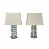 Pair of Stacked Lucite Table Lamps by Karl Springer w/ Lamp Shades