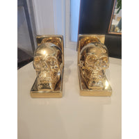 PAIR of Gold Skull Bookends - colletteconsignment.com