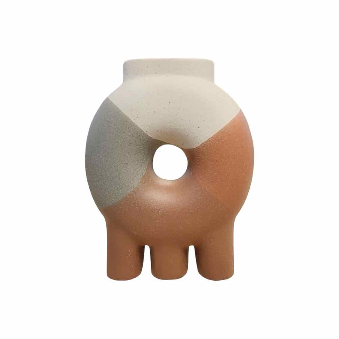Matte Mauve & Gray Ceramic Doughnut Vase