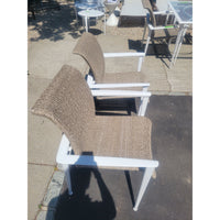 SET of 4 Flight Woven Wicker & Aluminum Dining Chairs by Brown Jordan (AS IS)