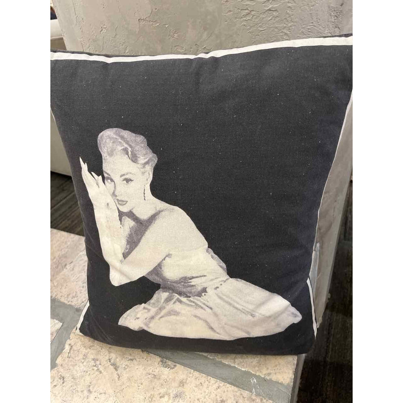 Grace Kelly Black & White Pillow