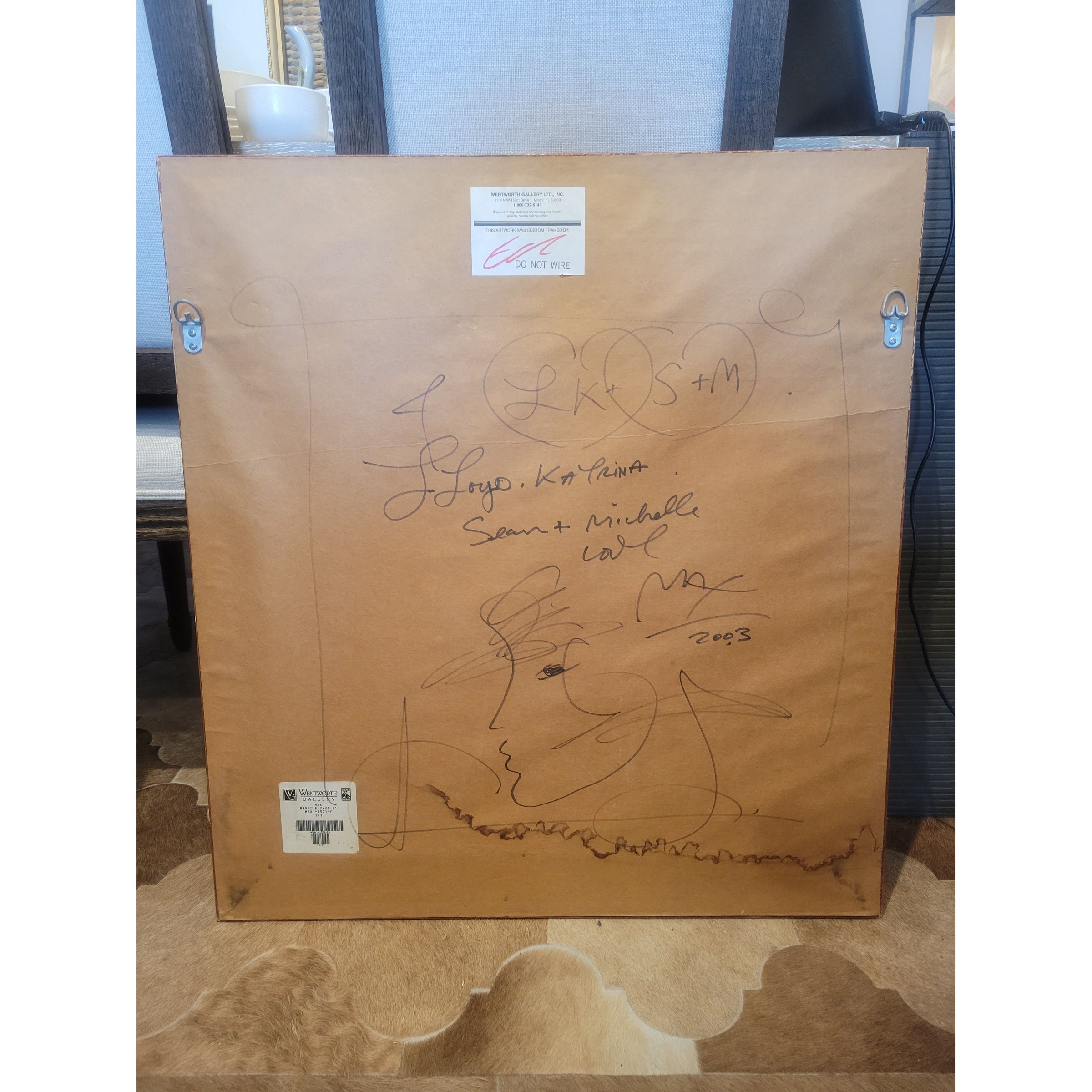 2003 Original Colored Pencil Drawing by Peter Max in Gold Frame - colletteconsignment.com