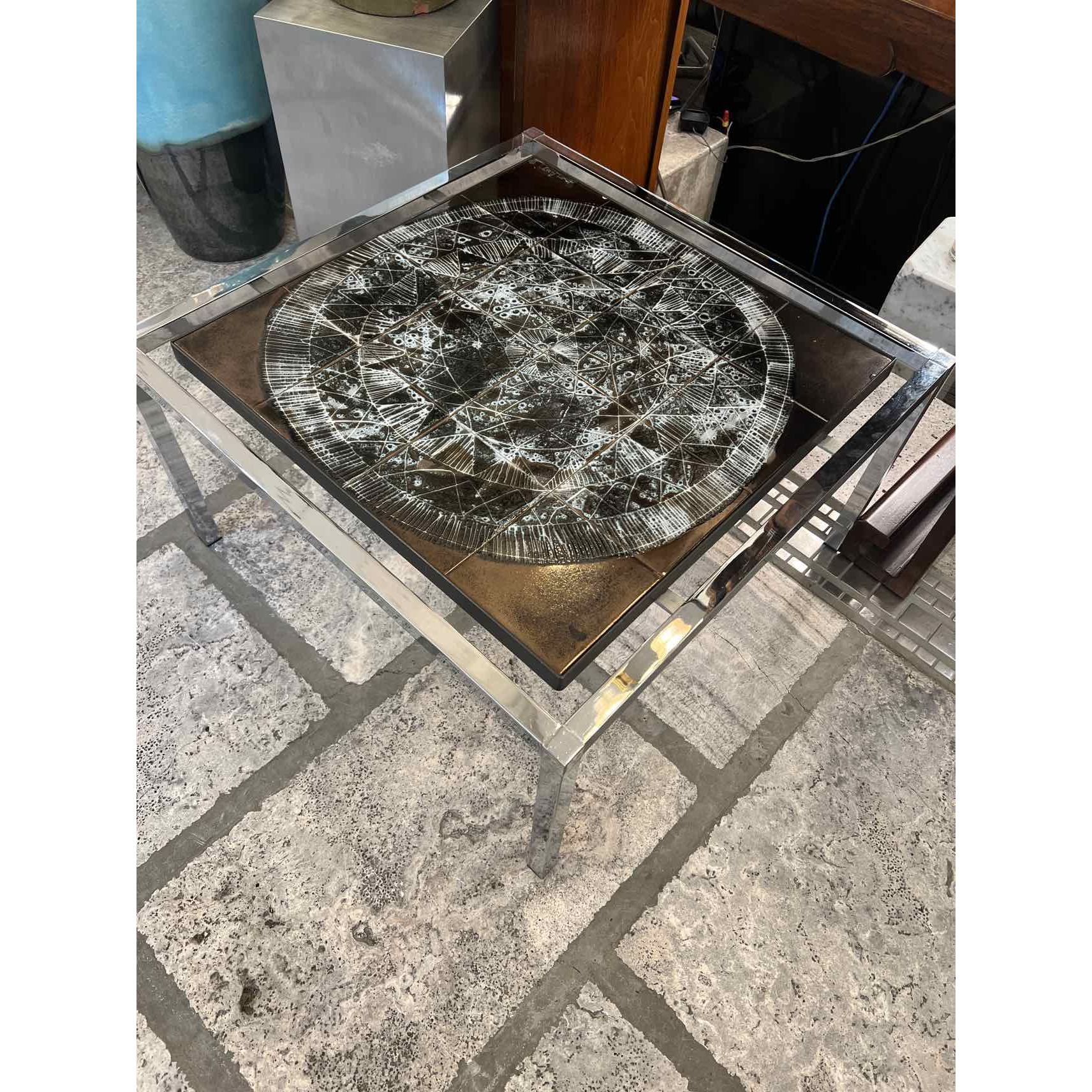 Belarti Mid-Century Side / Coffee Table w/ Grey Mosaic Chrome