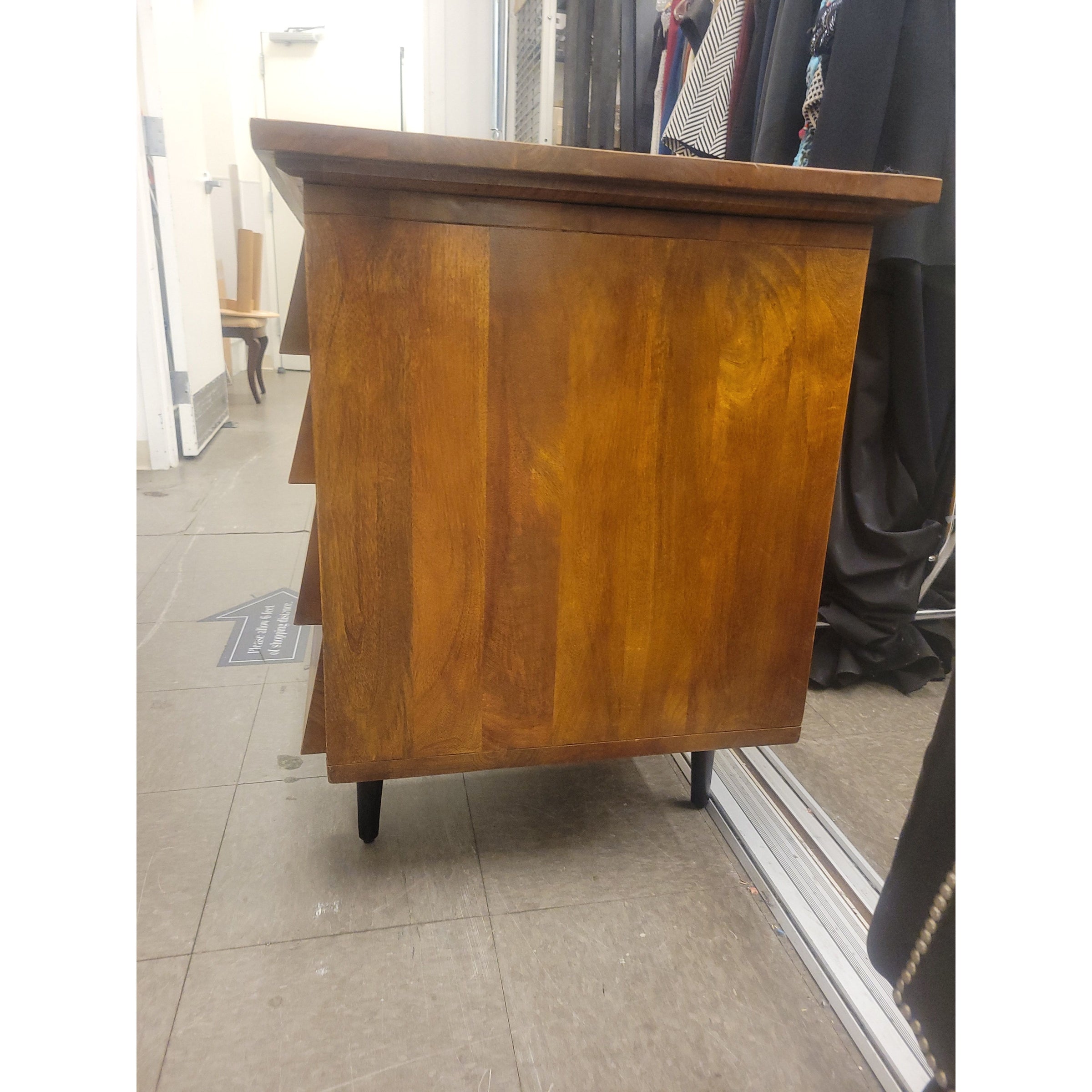 Mid-Century Style Chestnut Wood & Metal 3-Drawer Desk (AS IS)